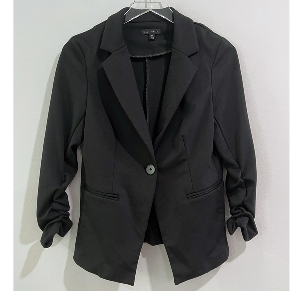 Willi Smith Black Knit One Button Blazer Size Medium - Picture 3 of 9